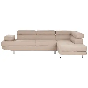 Corner Sofa NORREA Beige Fabric Left Hand