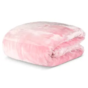 Hibernate Collection Soft Faux Mink Throw Thick Luxury Blanket - King Baby Pink