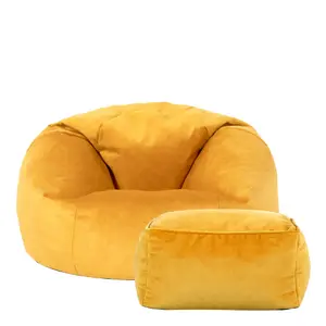 icon Aurora Classic Velvet Bean Bag Chair & Pouffe Ochre Yellow Bean Bag Chair