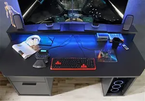 Flair Power Z Black Computer Gaming Desk With Colour Changing LED Lights