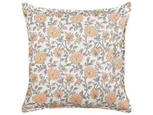 Throw Cushion MEADIA Cotton 45 x 45 cm Floral Block-Printing Multicolour