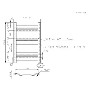 Right Radiators Prefilled Thermostatic Electric Heated Towel Rail Curved Bathroom Ladder Warmer - Chrome 600x400 mm