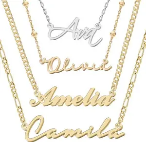 JOELLE JEWELRY Personalised Sterling Silver Name Necklace Custom Gold Name Jewellery Customised Dainty Pendant Birthday Gift Ideas For Women Girl