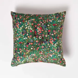 Homescapes Klimts Italian Garden Filled Velvet Cushion 46 x 46 cm