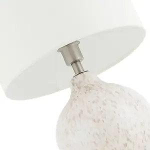 Taupe and Cream Gloss Snowflake Design Ceramic Table Lamp Base with Clear Cable