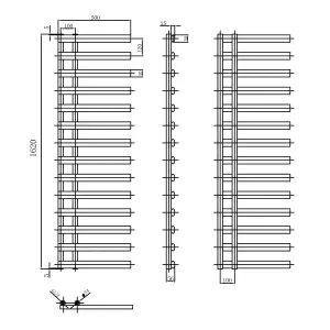 Donovan Black Heated Towel Rail - 1610x500mm