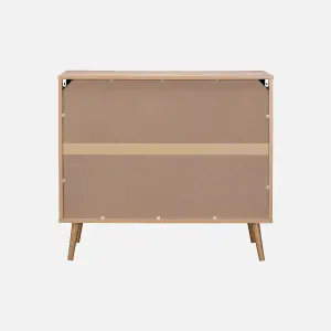 sweeek. 3-drawer chest with wood and rounded cane rattan Eva Natural 90x39x79 cm