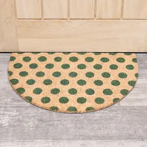 Melody Maison Forest Green & Natural Polka Dot Half Moon Door Mat