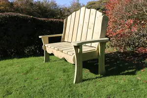 Alton Manor Wooden Bench Garden Seat - L70 x W150 x H100 cm - Partially Assembled