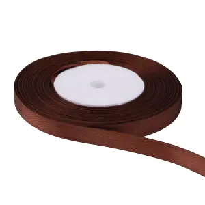 6mm Brown Double Sided Satin Polyester Ribbon Roll, 25 metres