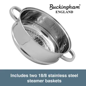 Buckingham Premium  Induction Stainless Steel Three Tier Steamer Set  24 cm