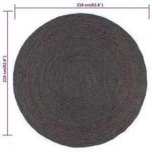 Handmade Rug Jute Round 210 cm Dark Grey