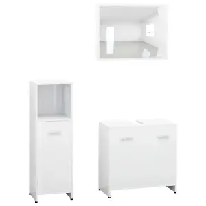 Berkfield 3 Piece Bathroom Furniture Set High Gloss White Engineered Wood