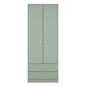 San Jose Ready assembled Contemporary Green 2 Drawer Tall Double Wardrobe (H)1960mm (W)740mm (D)520mm