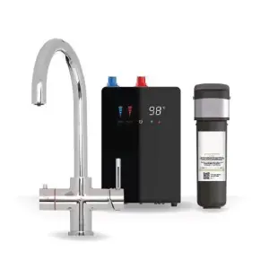 Premium Chrome 3 In 1 Swan Tap with Digital Tank and Water Filter