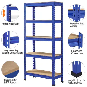 Yaheetech Blue Metal 5 Tiers Boltless Storage Shelf for Warehouse Home