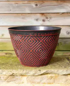 Black and Red Aztec Planter - set of 4