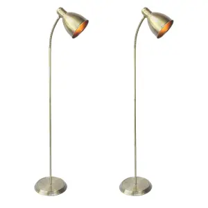 First Choice Lighting Set of 2 Carter Antique Brass Floor Lamps