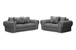 Furniture Stop - Lillatorg™ 3+2 Sofa Set in Grey Fabric