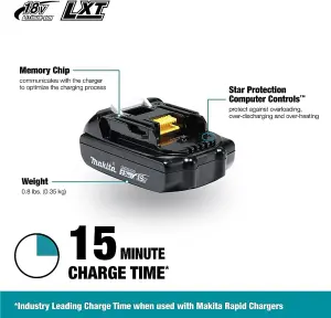 Makita 18v Lithium Ion 1.5ah Compact Slim Battery BL1815N LXT Genuine UK BL1815