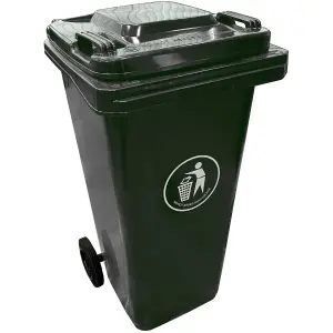 Express Wheelie Bins - Black Outdoor Wheelie Bin for Trash and Rubbish 120L Council Size with Rubber Wheels