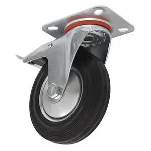 Sealey 125mm Castor Wheel Swivel Plate With Brake 100kg Load Capacity SCW1125SPL