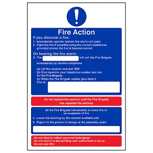 Suspicious Fire Action Safety Sign - Rigid Plastic - 150x200mm (x3)