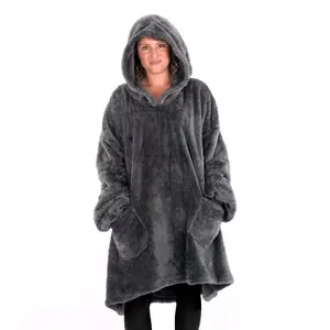 Snug Rug Hoodie Slate Grey Wearable Blanket Oversized Hooded Blankets for Adults Hooded