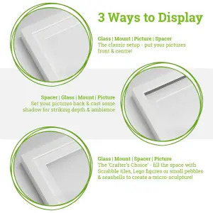 Nicola Spring 3D Deep Box Photo Frames with 4" x 4" Mounts - 8" x 8" - Grey/Grey - Pack of 2