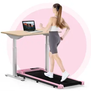 Motorized Treadmill Speed 1-6KM/H,Space Saving Treadmill for Home and Office-Pink