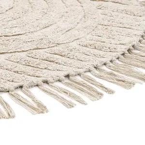 Round Cotton Area Rug 140 cm Beige HALFETI