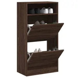 Shoe Cabinet Brown Oak 60x34x116 Engineered Wood