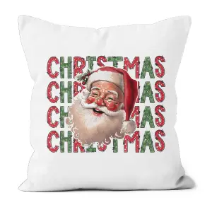 Poly Linen Christmas Cushion Santa Design 45cm x 45cm