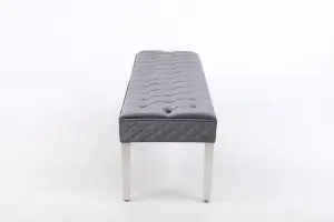 Precious Velvet Stitched Dining Bench 135 cm in Grey