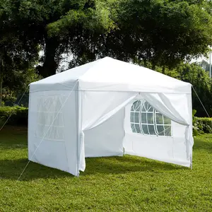 Garden Vida White Pop up Gazebo With Sides (H)2.6m (W)2.5m (D)2.5m Garden Outdoor Marquee Party Tent