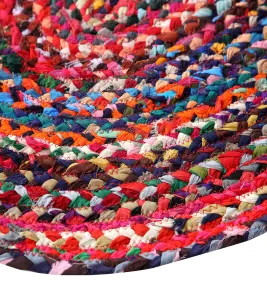 SUNDAR Round Multicolour Rug Ethical Source with Recycled Fabric 120 cm Diameter