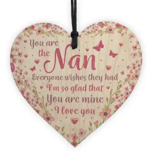 Red Ocean Nan Nanny Grandma Gifts From Grandchildren Wooden Heart Sign Birthday Gift For Nan Mothers Day Gifts