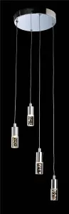 Luminosa Focus LED 4 Light Cluster Pendant Chrome, Clear Acrylic Bubble Shade