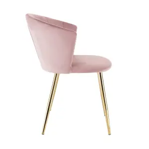 Ella Dining Accent Chair Upholstered in Velvet Fabric  - Pink