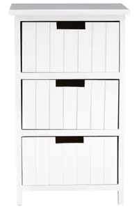 Interiors by Premier New England White 3 Drawers Chest, Delivered Fully Assmbled