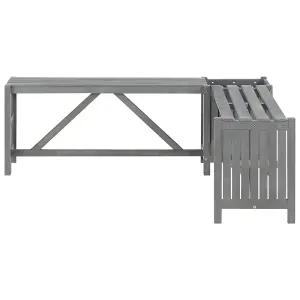 Berkfield Garden Corner Bench with Planter 117cm Solid Acacia Wood Grey