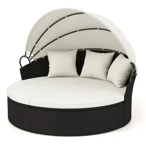 Costway Patio Round Wicker Daybed Clamshell Separated Seating Sectional Sofa