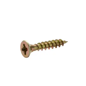 Diall PZ Double-countersunk Yellow-passivated Steel Wood screw (Dia)3.5mm (L)20mm, Pack of 100