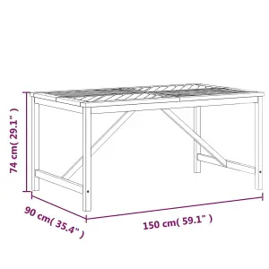 Berkfield Garden Dining Table 150x90x74 cm Solid Wood Acacia