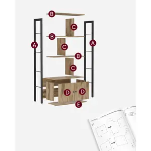 Jazmyne Bookcase Maple White/Black