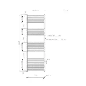 Wiest Straight Heated Towel Rail Radiator Bathroom Ladder Warmer Black / 180cm H x 60cm W x 3cm D