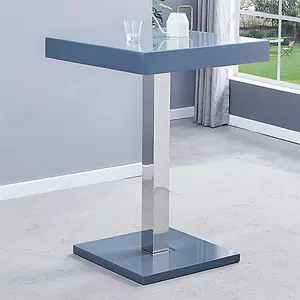 Topaz Glass Grey Gloss Bar Table With 2 Coco Grey Stools