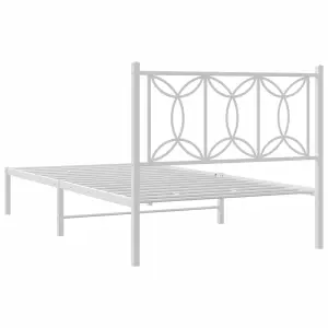 Berkfield Metal Bed Frame without Mattress with Headboard White 100x190cm