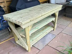 MG Timber Products: Indoor/Outdoor Wooden Workbench / Potting Table / BBQ Table / Pizza Oven Table / Garden Table, 7FT Workbench