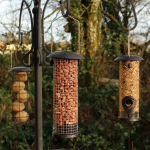 Garden Hanging Wild Bird Feeders - set of 3 Seed, Nut and Fat Ball Feeders